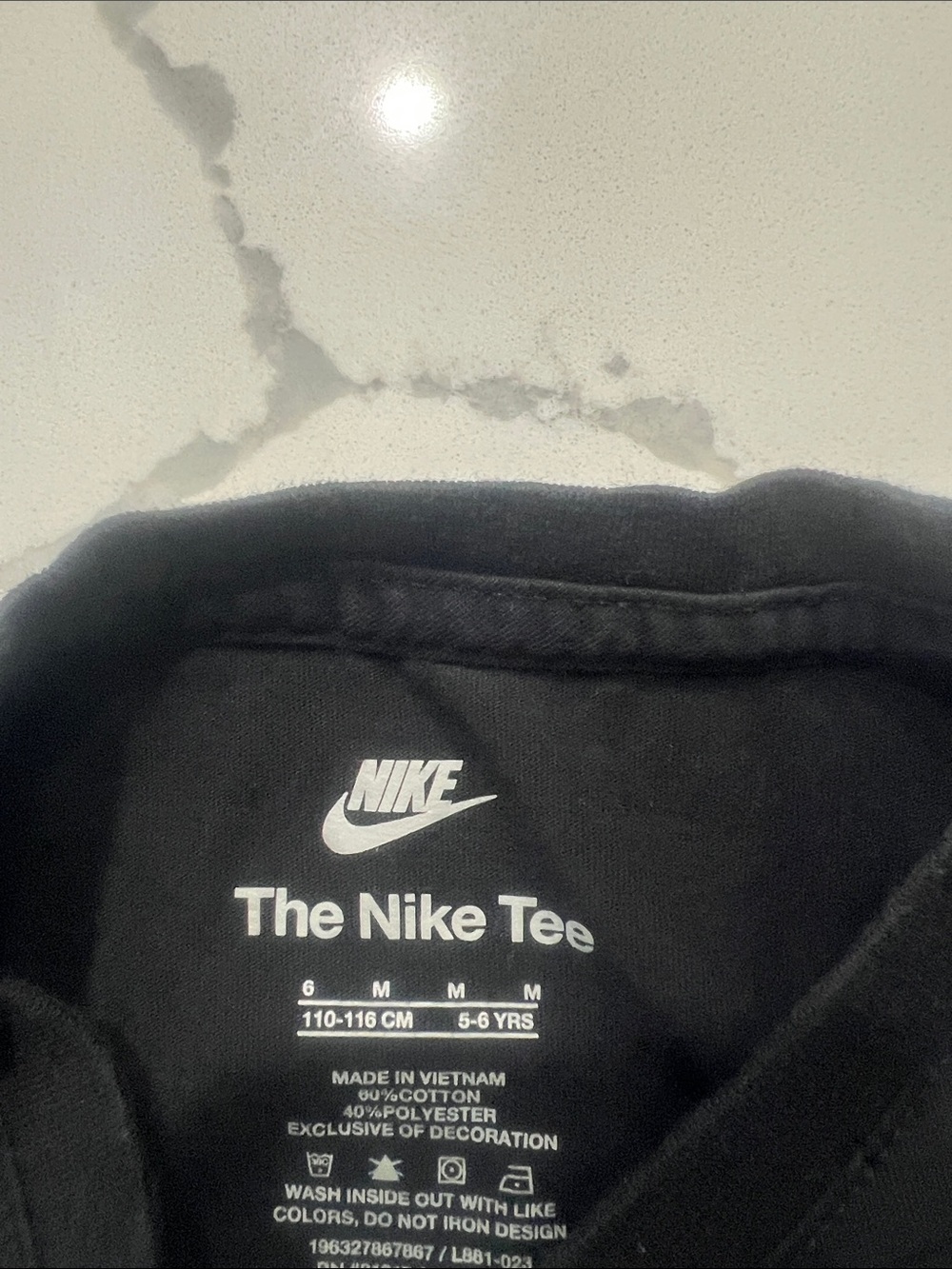 Nike Black Tee with Vertical White Logo Mix - Picture 3 of 3
